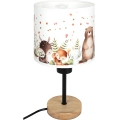 Brilagi - Lampă de masă pentru copii BOBO WOOD 1xE27/25W/230V stejar/negru/alb/cu animăluțe