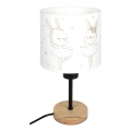 Brilagi - Lampă de masă pentru copii BOBO WOOD 1xE27/25W/230V stejar/negru/alb/iepurași