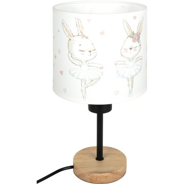 Brilagi - Lampă de masă pentru copii BOBO WOOD 1xE27/25W/230V stejar/negru/alb/iepurași