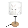 Brilagi - Lampă de masă pentru copii BOBO WOOD 1xE27/25W/230V stejar/negru/alb/iepurași