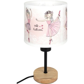 Brilagi - Lampă de masă pentru copii BOBO WOOD 1xE27/25W/230V stejar/negru/alb/roz/balerine