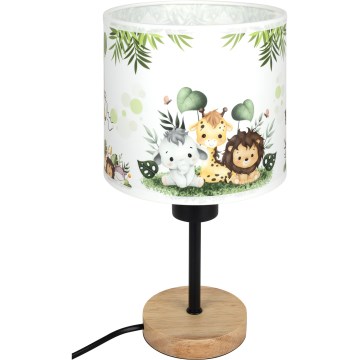 Brilagi - Lampă de masă pentru copii BOBO WOOD 1xE27/25W/230V stejar/negru/alb/verde/junglă
