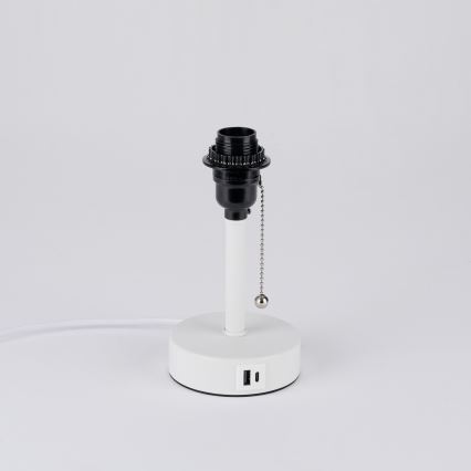 Brilagi - Lampă de masă TABLON cu port USB, 1xE27/25W/230V, alb/crem