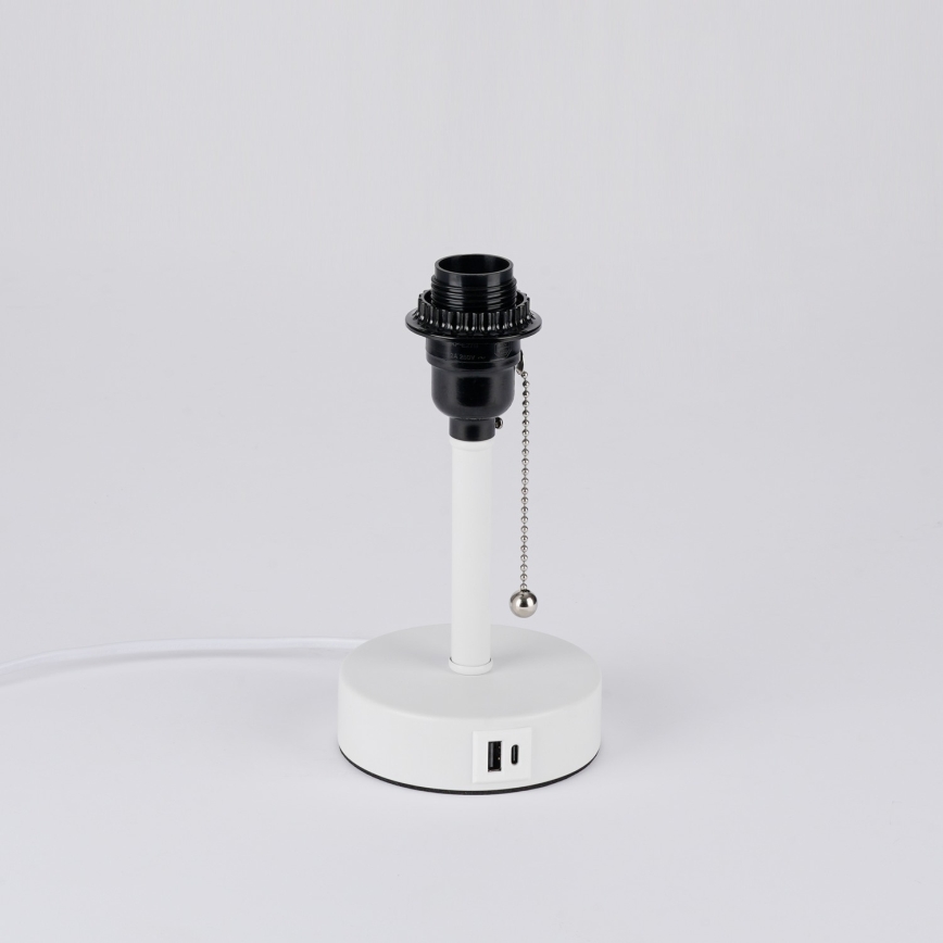 Brilagi - Lampă de masă TABLON cu port USB, 1xE27/25W/230V, alb/crem