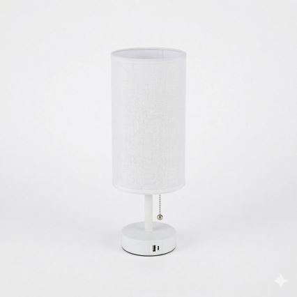 Brilagi - Lampă de masă TABLON cu port USB, 1xE27/25W/230V, albă