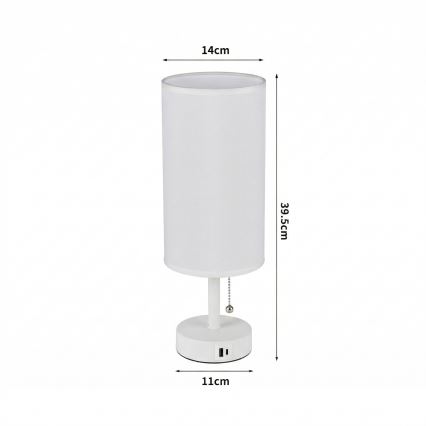 Brilagi - Lampă de masă TABLON cu port USB, 1xE27/25W/230V, albă