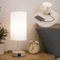 Brilagi - Lampă de masă TABLON cu port USB, 1xE27/25W/230V, bej/alb