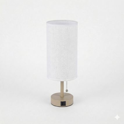 Brilagi - Lampă de masă TABLON cu port USB, 1xE27/25W/230V, bej/alb