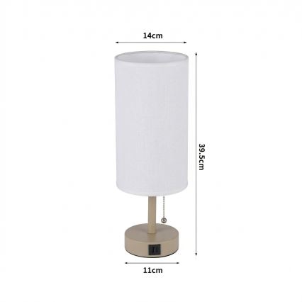 Brilagi - Lampă de masă TABLON cu port USB, 1xE27/25W/230V, bej/alb