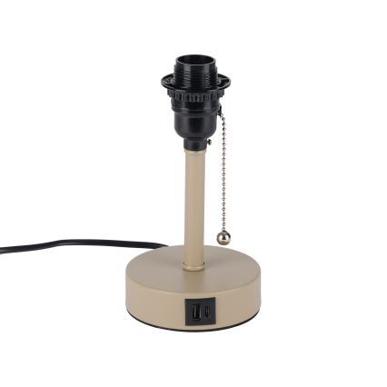 Brilagi - Lampă de masă TABLON cu port USB 1xE27/25W/230V bej/gri