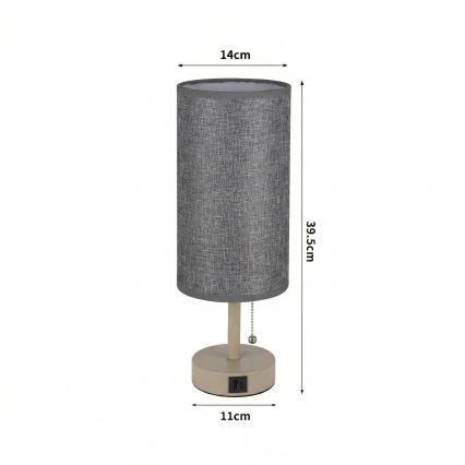 Brilagi - Lampă de masă TABLON cu port USB 1xE27/25W/230V bej/gri