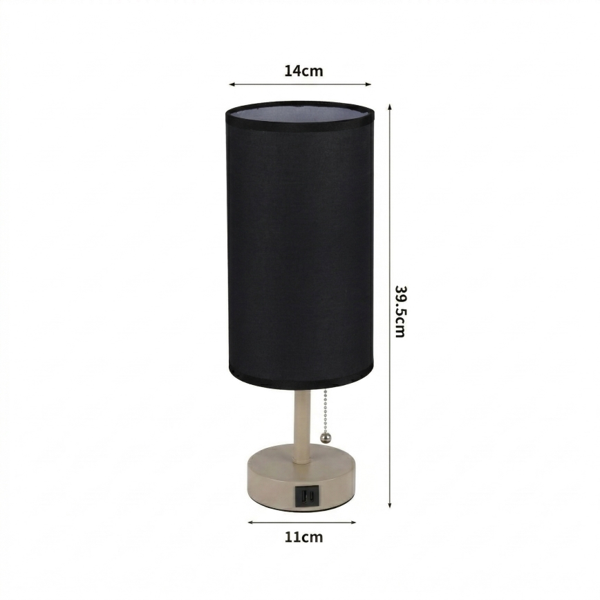Brilagi - Lampă de masă TABLON cu port USB, 1xE27/25W/230V, bej/negru