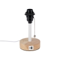 Brilagi - Lampă de masă TABLON cu port USB 1xE27/25W/230V stejar/alb