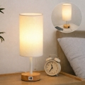 Brilagi - Lampă de masă TABLON cu port USB 1xE27/25W/230V stejar/alb