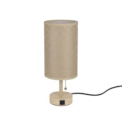 Brilagi - Lampă de masă TABLON cu port USB 1xE27/25W/230V stejar/bej