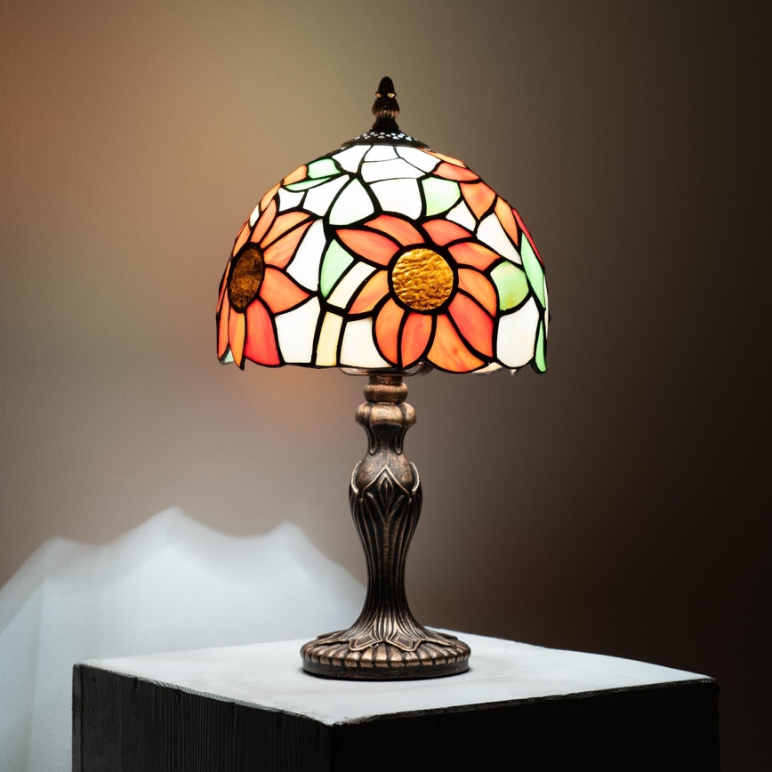 Brilagi - Lampă de masă Tiffany cu abajur din vitralii SUNFLOWER 1xE27/60W/230V