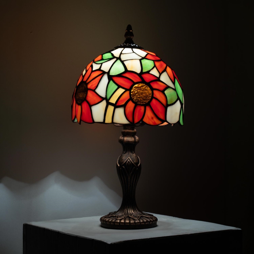 Brilagi - Lampă de masă Tiffany cu abajur din vitralii SUNFLOWER 1xE27/60W/230V