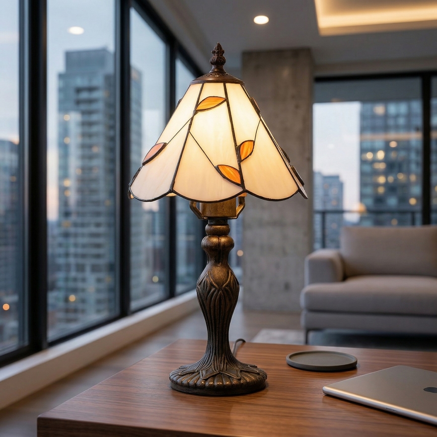 Brilagi - Lampă de masă Tiffany cu vitralii FOLIA 1xE27/60W/230V
