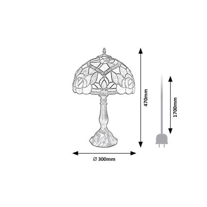 Brilagi - Lampă de masă Tiffany cu vitralii GARLAN 1xE27/40W/230V