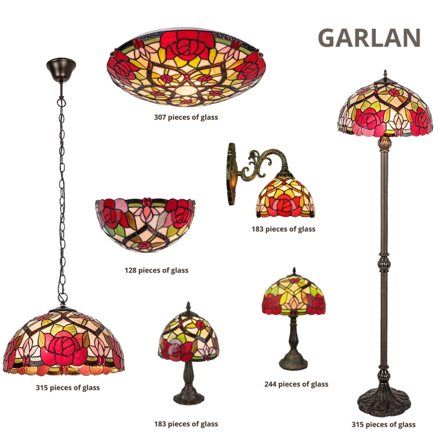 Brilagi - Lampă de masă Tiffany cu vitralii GARLAN 1xE27/40W/230V