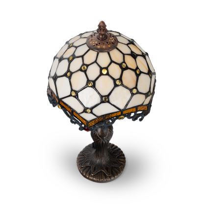 Brilagi - Lampă de masă Tiffany cu vitralii, ivoriu, 1xE27/60W/230V