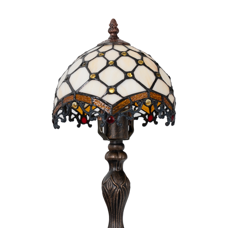 Brilagi - Lampă de masă Tiffany cu vitralii, ivoriu, 1xE27/60W/230V
