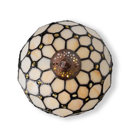 Brilagi - Lampă de masă Tiffany cu vitralii, ivoriu, 1xE27/60W/230V