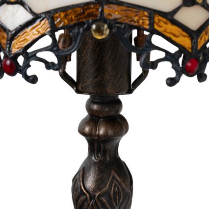 Brilagi - Lampă de masă Tiffany cu vitralii, ivoriu, 1xE27/60W/230V