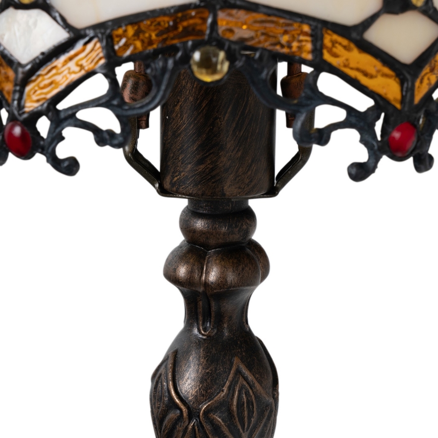 Brilagi - Lampă de masă Tiffany cu vitralii, ivoriu, 1xE27/60W/230V