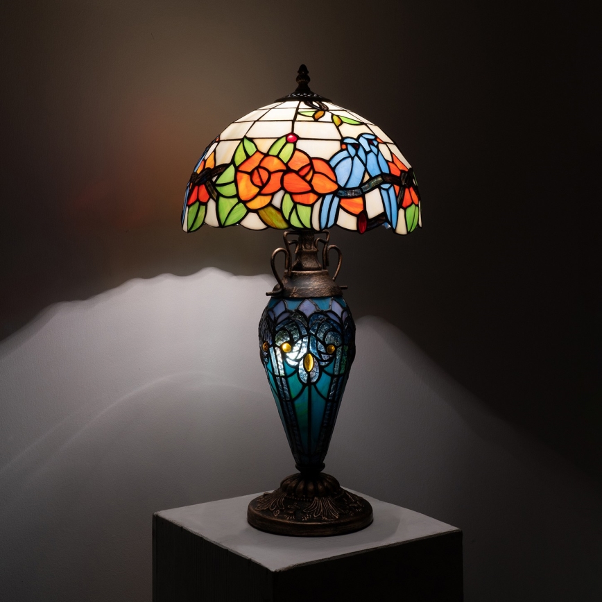 Brilagi - Lampă de masă Tiffany cu vitralii JUNGLE 1xE27/60W/230V + 1xE14/40W