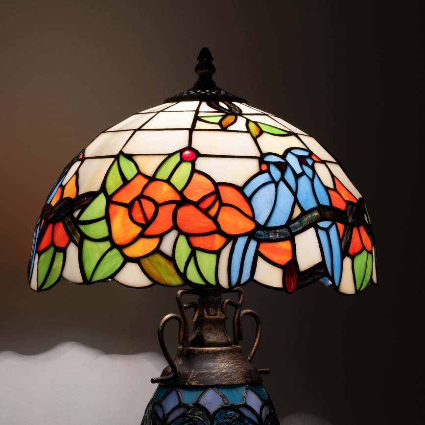Brilagi - Lampă de masă Tiffany cu vitralii JUNGLE 1xE27/60W/230V + 1xE14/40W