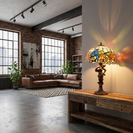 Brilagi - Lampă de masă Tiffany cu vitralii JUNGLE, 1xE27/60W/230V