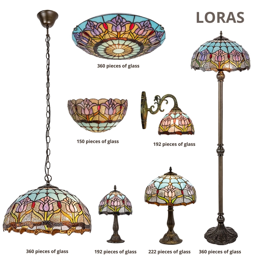 Brilagi - Lampă de masă Tiffany cu vitralii LORAS 1xE27/40W/230V