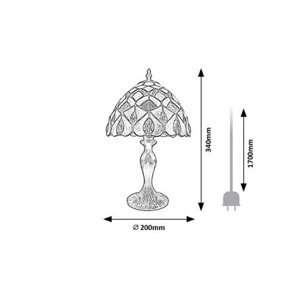 Brilagi - Lampă de masă Tiffany cu vitralii MARGARET 1xE14/40W/230V