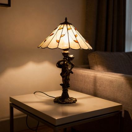 Brilagi - Lampă de masă Tiffany din vitralii FOLIA 1xE27/60W/230V