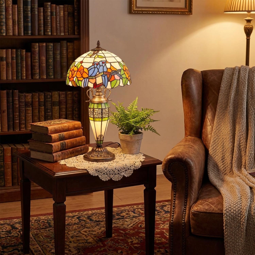 Brilagi - Lampă de masă Tiffany din vitralii JUNGLE 1xE27/60W/230V + 1xE14/40W