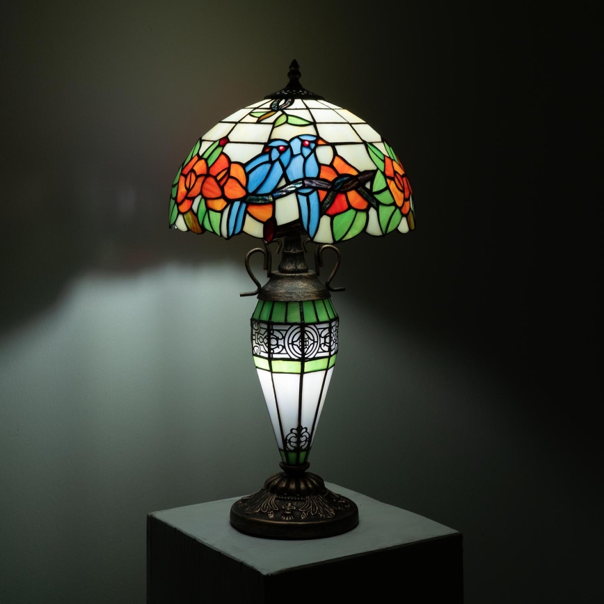 Brilagi - Lampă de masă Tiffany din vitralii JUNGLE 1xE27/60W/230V + 1xE14/40W