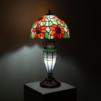 Brilagi - Lampă de masă Tiffany din vitralii SUNFLOWER 1xE27/60W/230V + 1xE14/40W