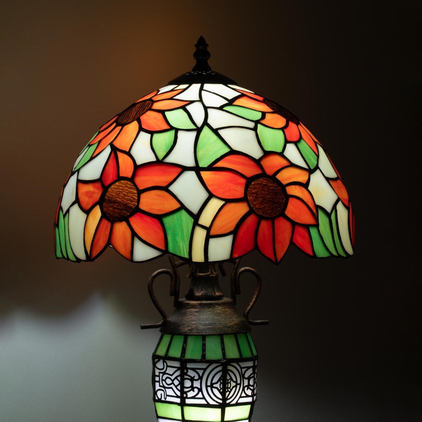 Brilagi - Lampă de masă Tiffany din vitralii SUNFLOWER 1xE27/60W/230V + 1xE14/40W