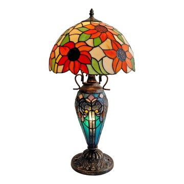 Brilagi - Lampă de masă Tiffany din vitralii SUNFLOWER 1xE27/60W/230V + 1xE14/40W