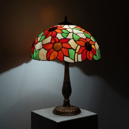 Brilagi - Lampă de masă Tiffany din vitralii SUNFLOWER 2xE27/60W/230V