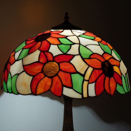 Brilagi - Lampă de masă Tiffany din vitralii SUNFLOWER 2xE27/60W/230V