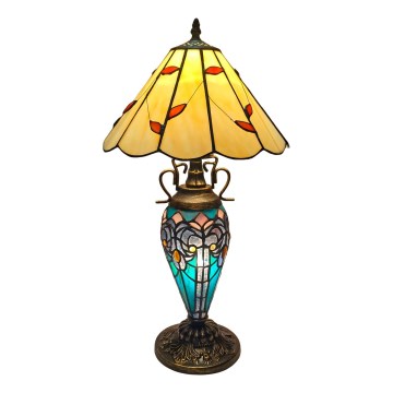 Brilagi - Lampă de masă Tiffany FOLIA din vitralii, 1xE27/60W/230V + 1xE14/40W