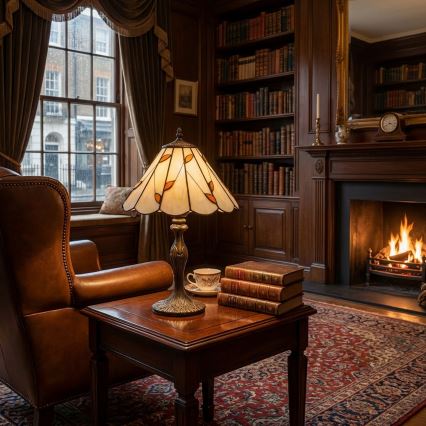Brilagi - Lampă de masă Tiffany FOLIA din vitralii 1xE27/60W/230V