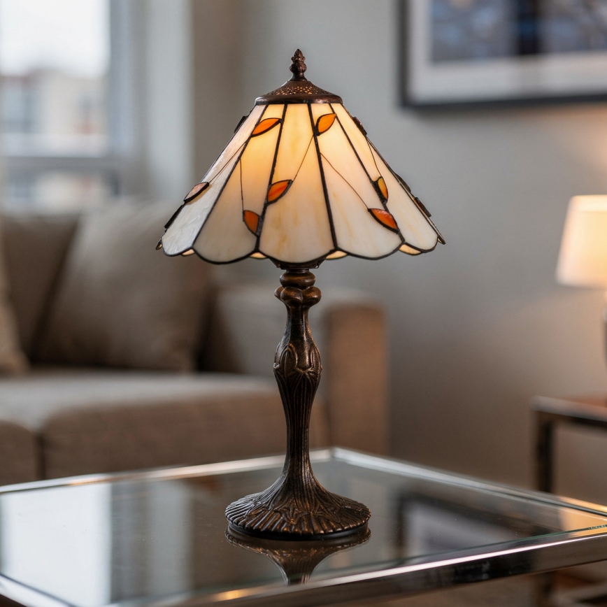 Brilagi - Lampă de masă Tiffany FOLIA din vitralii 1xE27/60W/230V