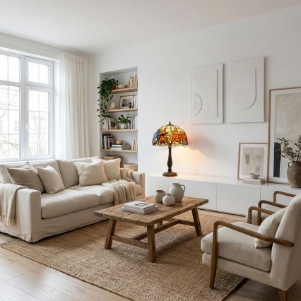 Brilagi - Lampă de masă Tiffany JUNGLE din vitralii 2xE27/60W/230V