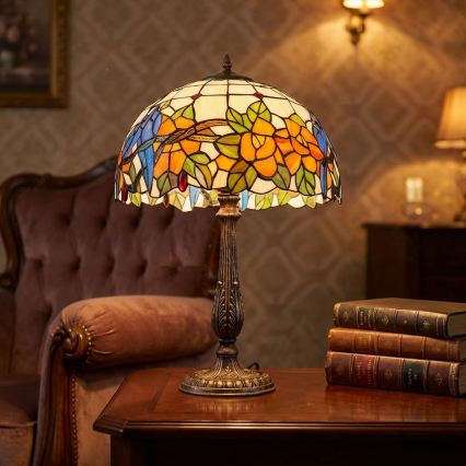 Brilagi - Lampă de masă Tiffany JUNGLE din vitralii 2xE27/60W/230V