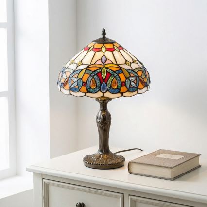 Brilagi - Lampă de masă Tiffany LUISA, abajur din vitralii, 1xE27/40W/230V