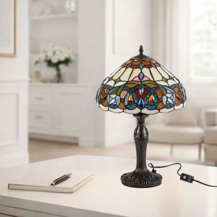 Brilagi - Lampă de masă Tiffany LUISA, abajur din vitralii, 1xE27/40W/230V