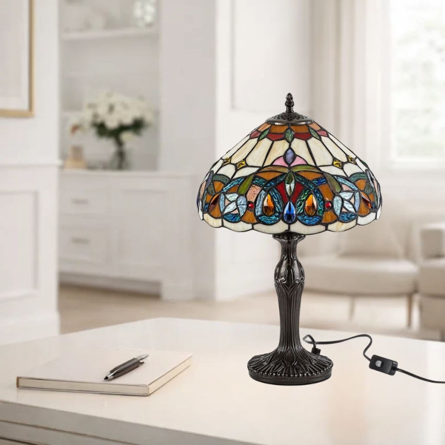 Brilagi - Lampă de masă Tiffany LUISA, abajur din vitralii, 1xE27/40W/230V